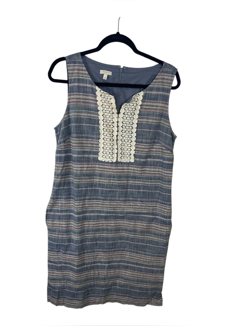 Talbots factory striped cotton sleeveless shift summer dress size 12